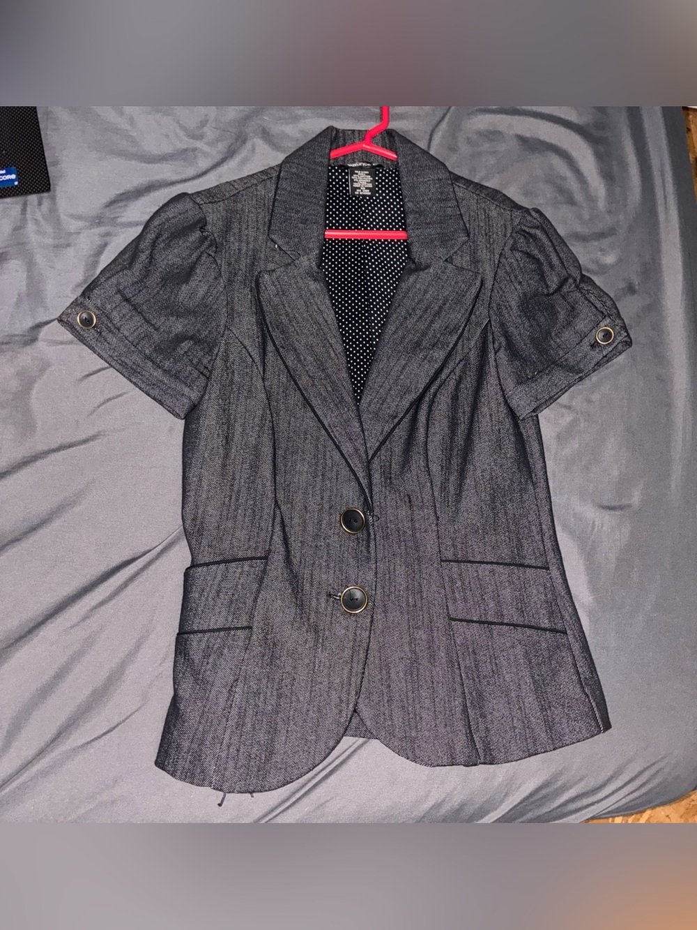 Maurices Short-Sleeve Tailored Blazer in Charcoal Gray